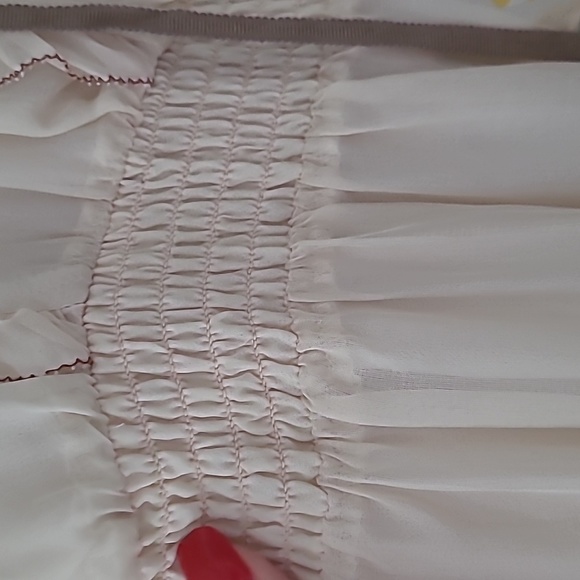 Vintage and Rare Anna Sui 100% Silk Ivory Floral Dress - Picture 7 of 10